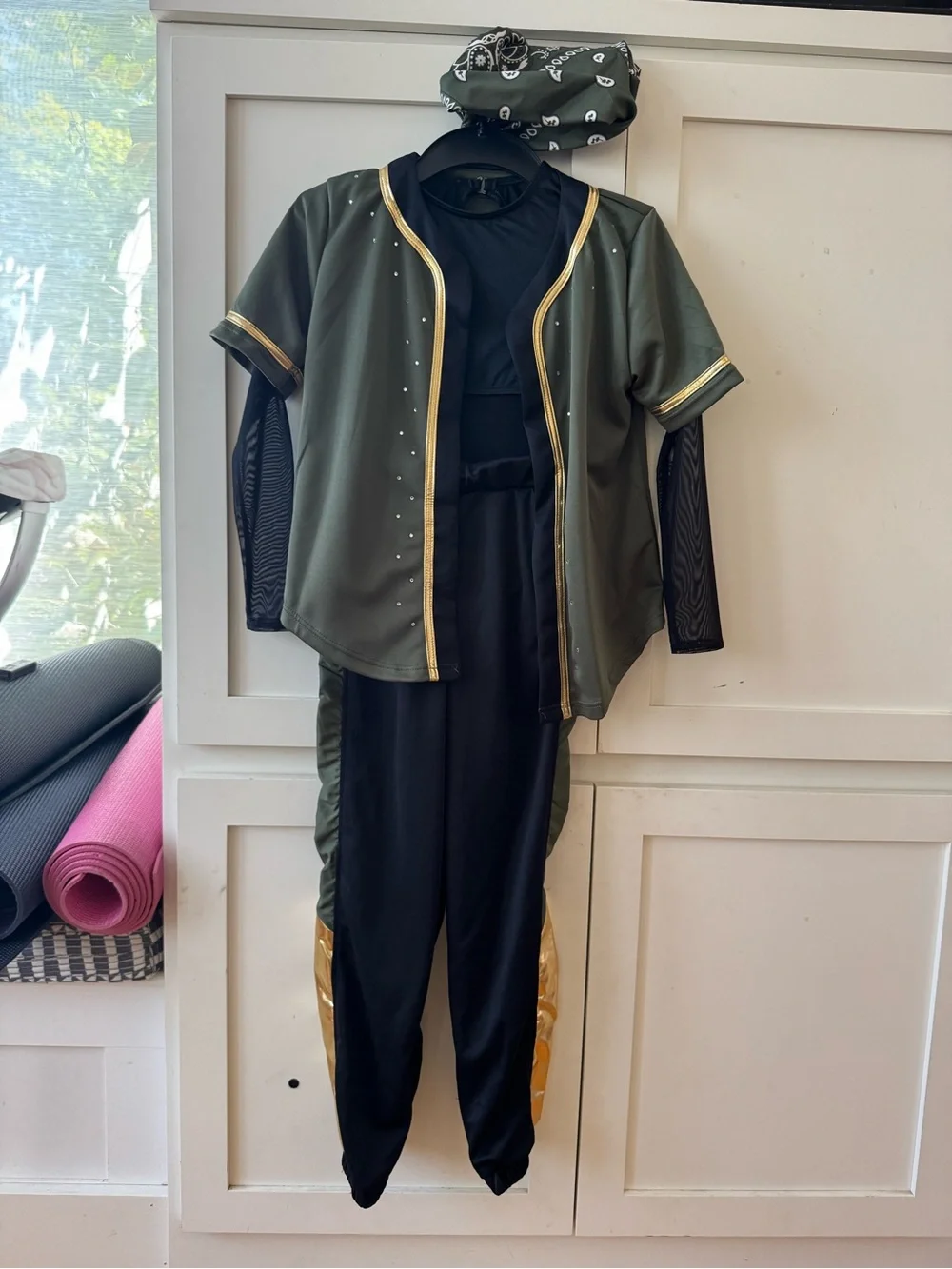 Weissman Olive & Black Hip-Hop Dance Costume with Gold Trim